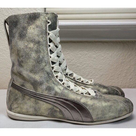 Puma Eskiva Womens Metallic Gold High Top Boxing Shoes Sneakers US 8 UK 5.5 - Picture 4 of 13